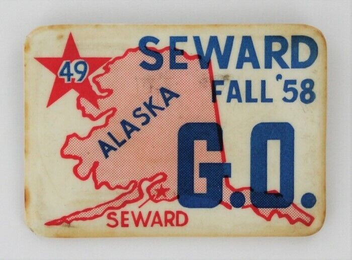 Seward Alaska 1958 Kenai Peninsula Statehood Button High School Vintage P343