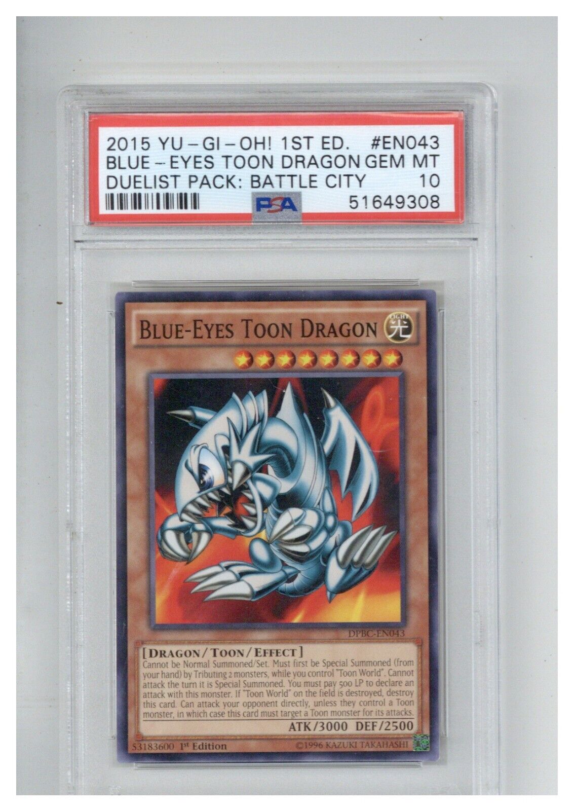 2015 Yugioh Blue Eyes Toon Dragon 1st Edition PSA 10