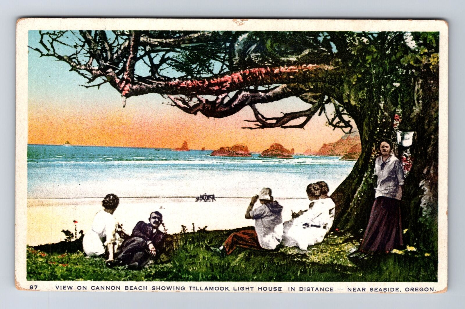 Seaside OR-Oregon, Cannon Beach, Tillamook Light House, Vintage Postcard