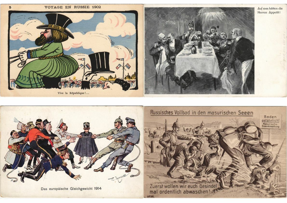 RUSSIA, CZAR NICHOLAS incl. SATIRE WWI PROPAGANDA 15 Vintage Postcards (L3966)