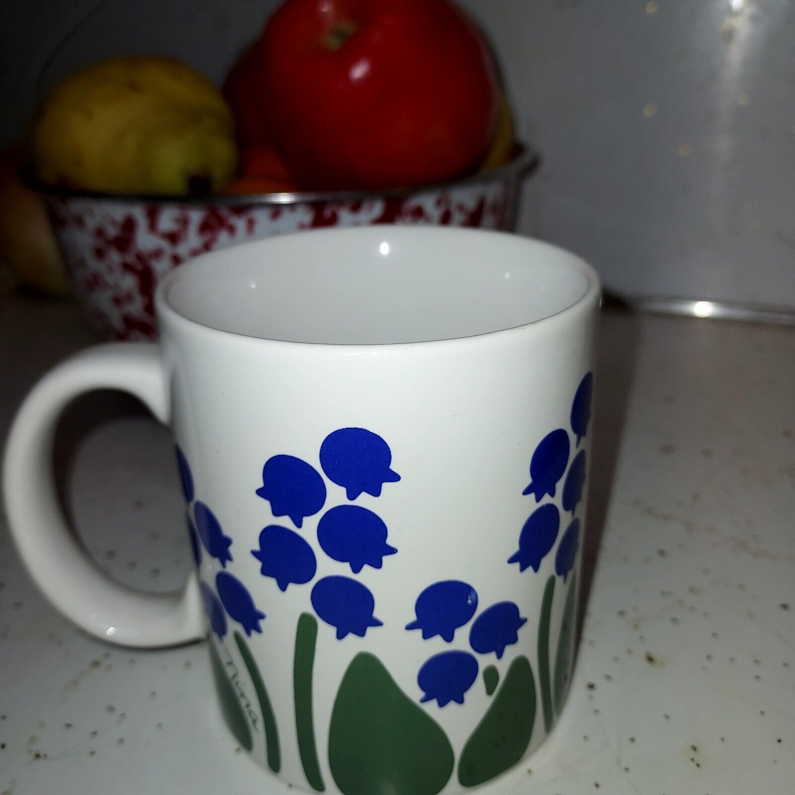 Vintage Nina Blue Bluebells  Floral Design Coffee Cup  Mug 1983 