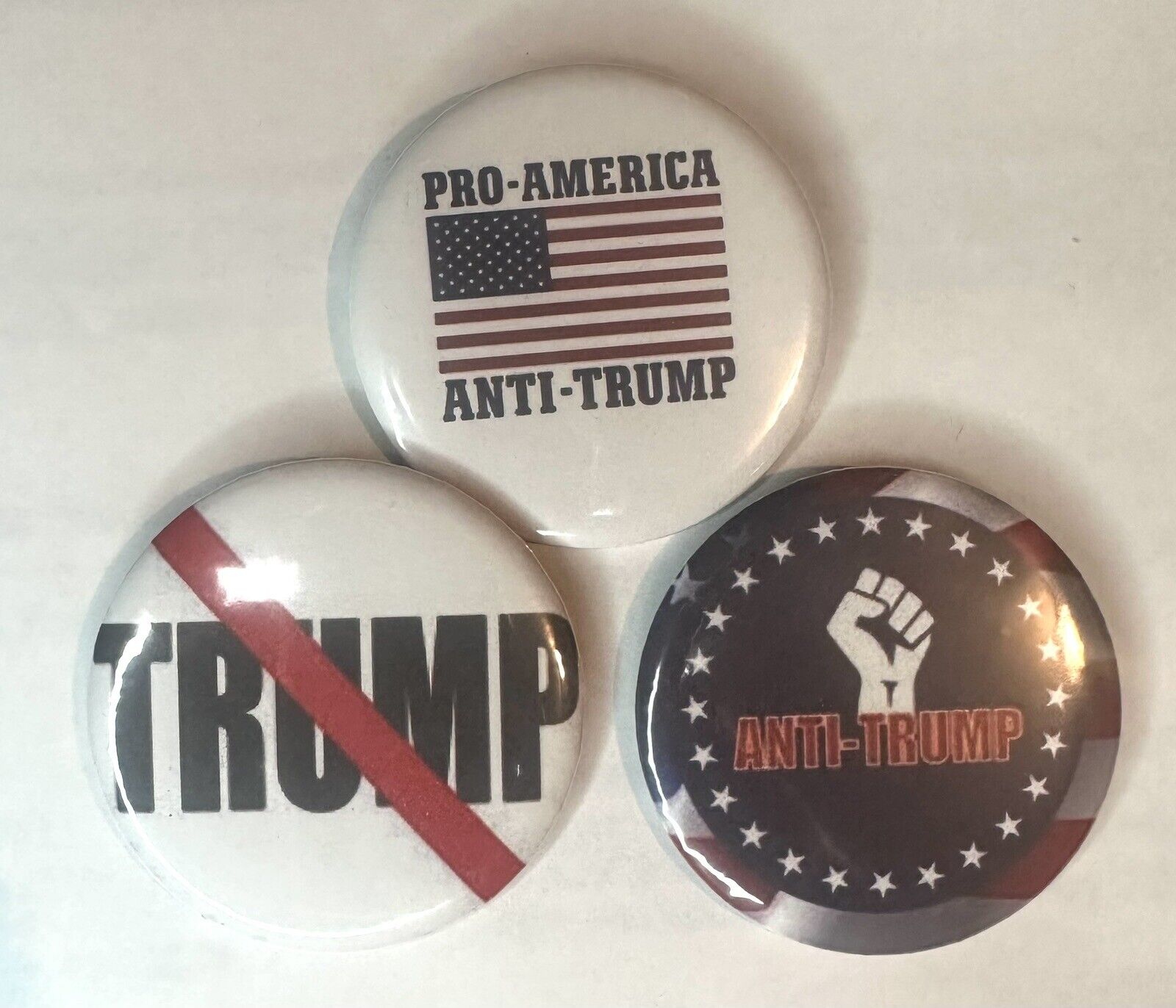 3 Pack Anti Trump Pin Back Buttons 2.25” President Campaign Pins No Trump 2024