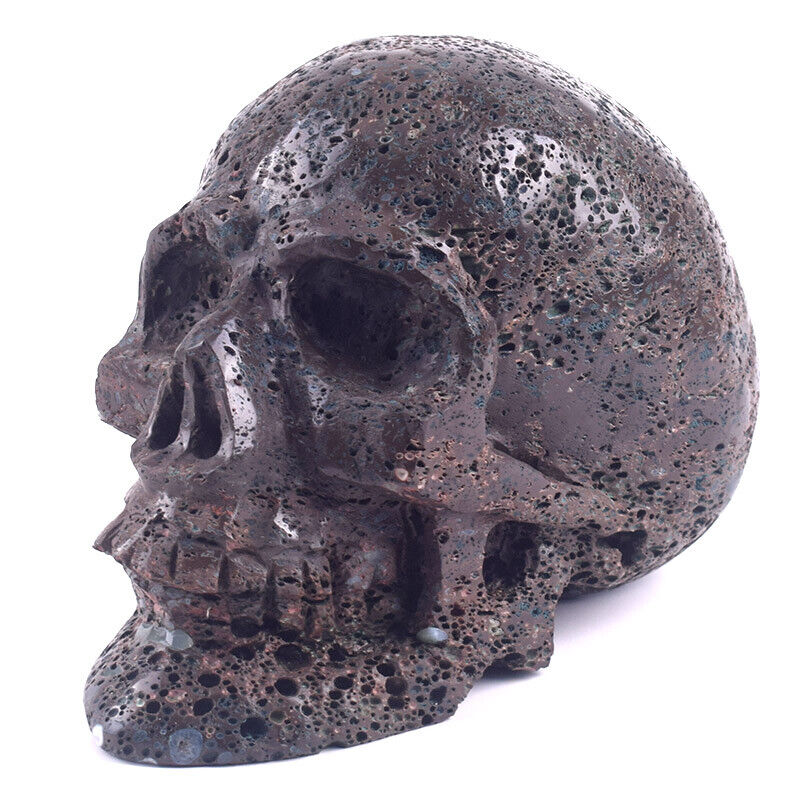 6.6\'\' Natural Lava Stone Carved Crystal Skull, Super Realistic,Reiki Healing