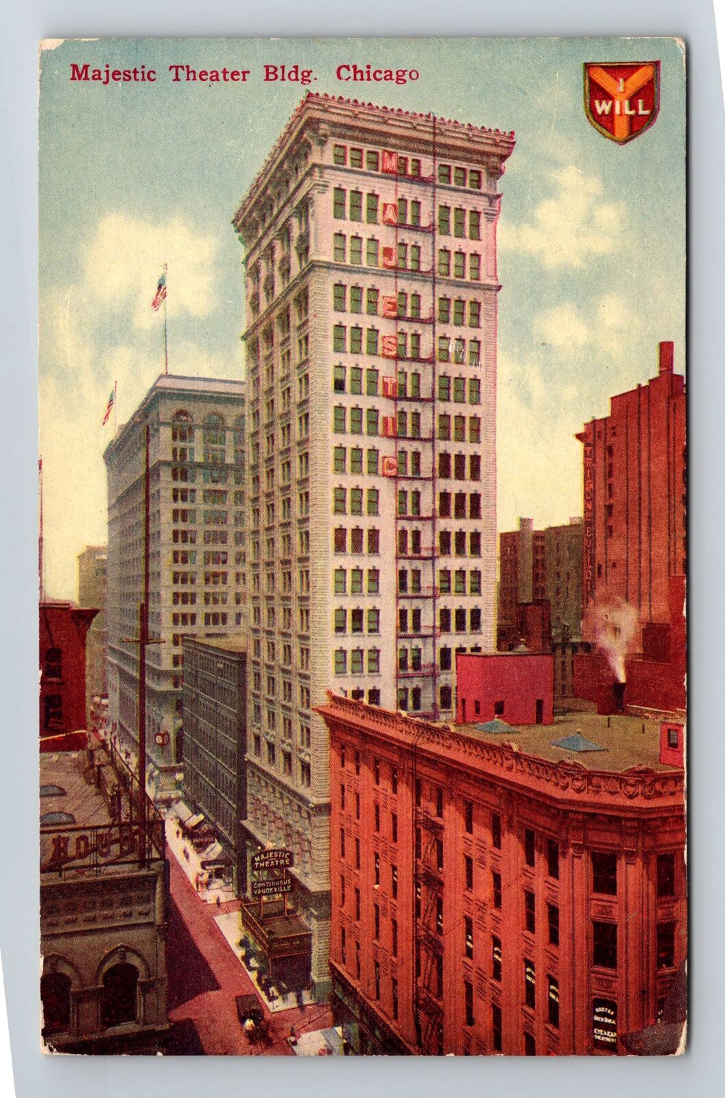 Chicago IL-Illinois, Majestic Theater Building Vintage Souvenir Postcard