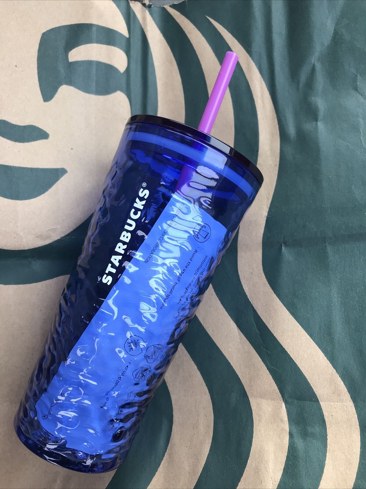 New Starbucks Summer 2021 Blue Glass 18oz Tumbler
