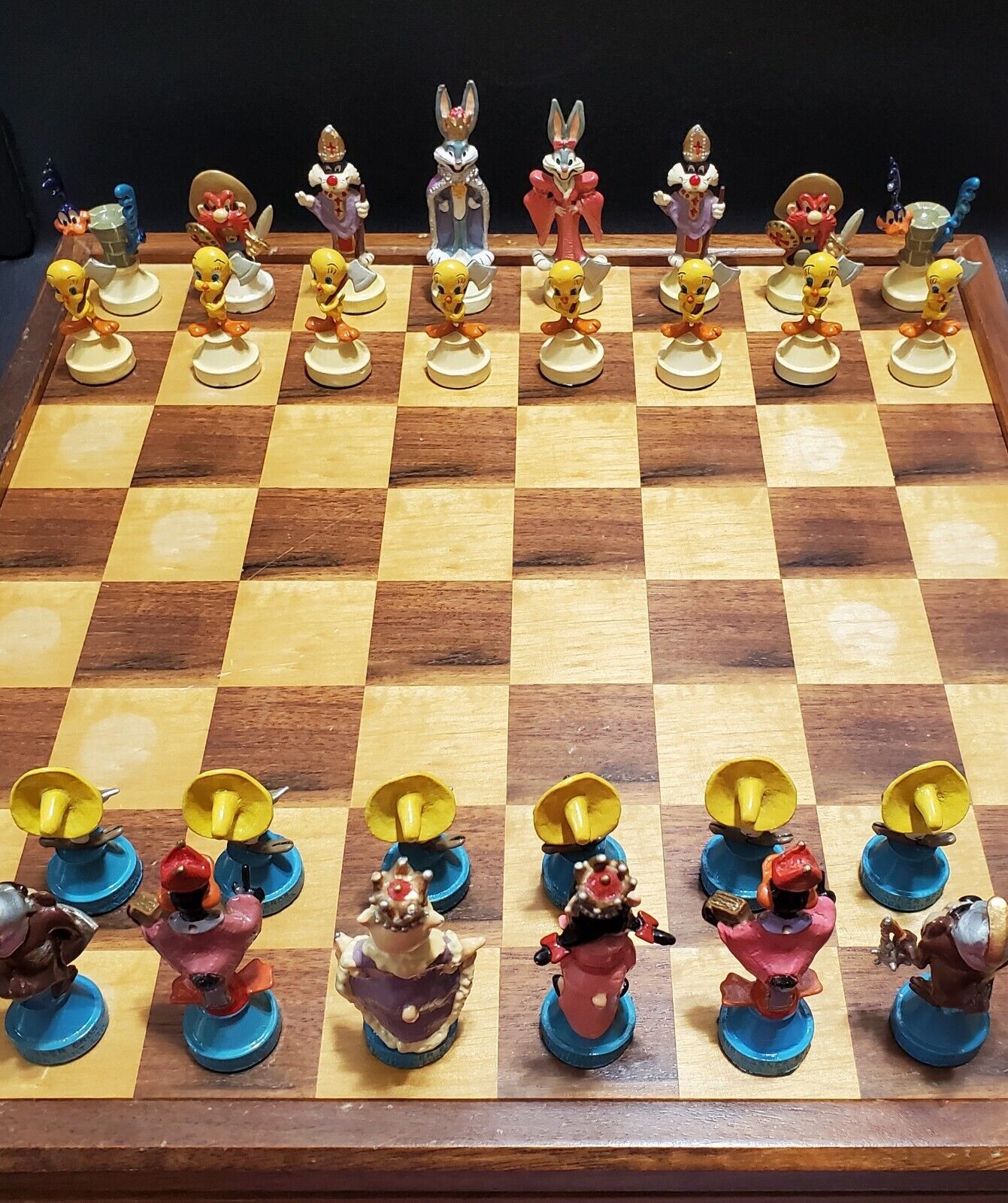 Vintage 1989 Warner Bros, Saratoga Mint, Looney Toons Chess Set, Wood & Pewter