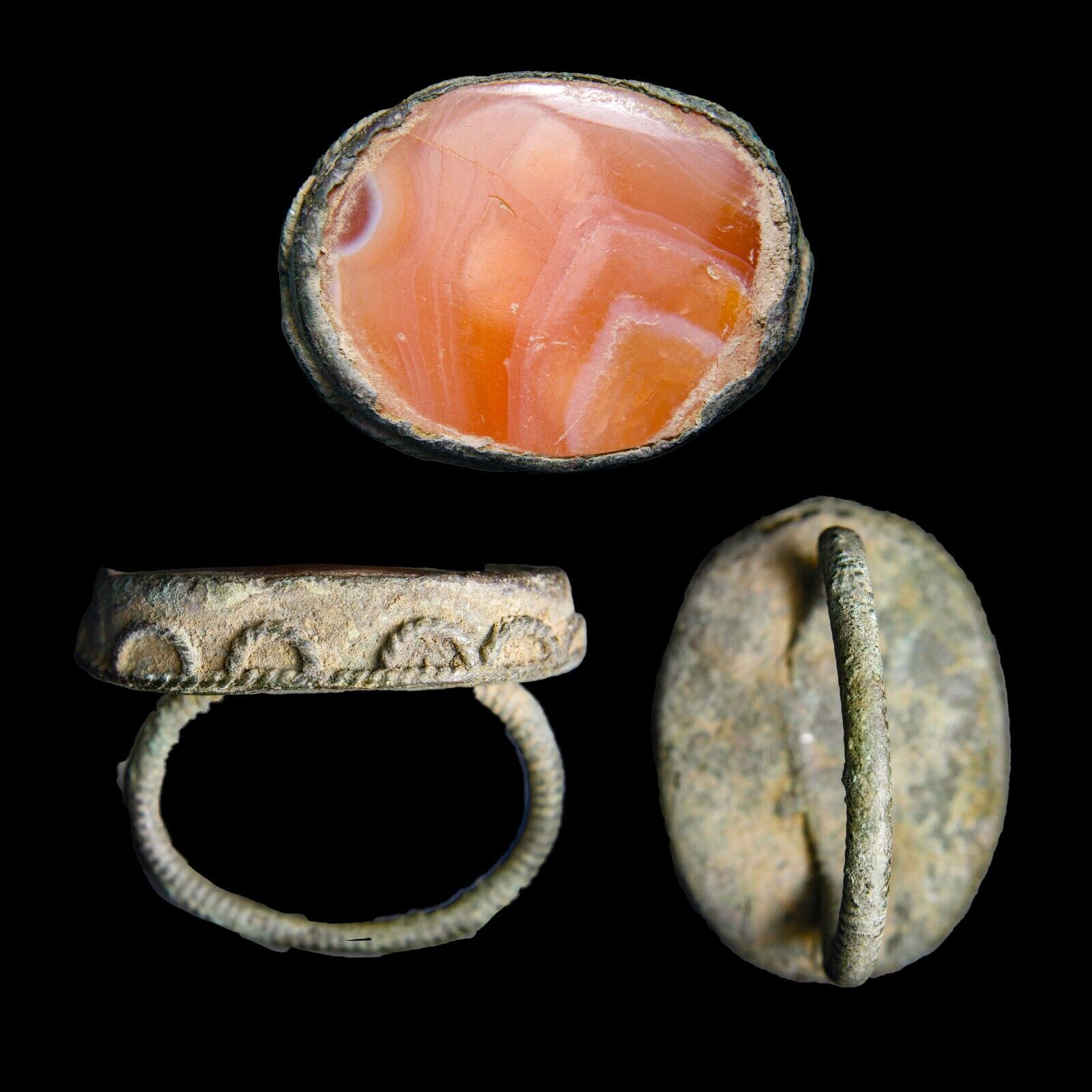SPECTACUALR Authentic Milky Agate Ring Precious Stone Roman GIGANTIC Artifact
