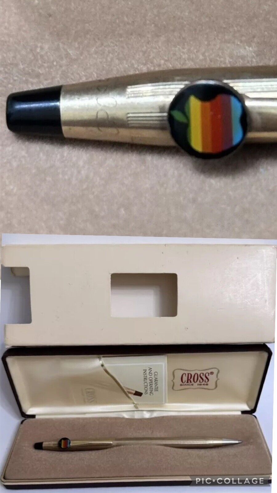 1980’s Apple Computer Macintosh Rainbow Logo Cross Pen 10k Gold Filled Case Box