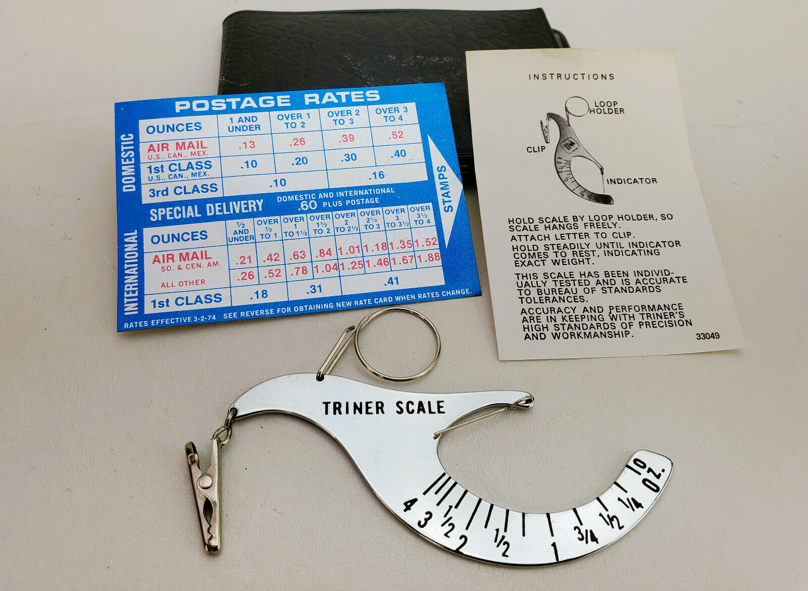 Vintage Triner Postal Float Weight Scale W/ Original Paperwork & Case