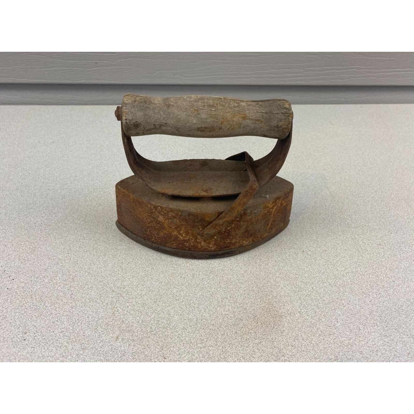 Vintage Asbestos Sad Iron Metal With Wood Handle Unrestored As Found
