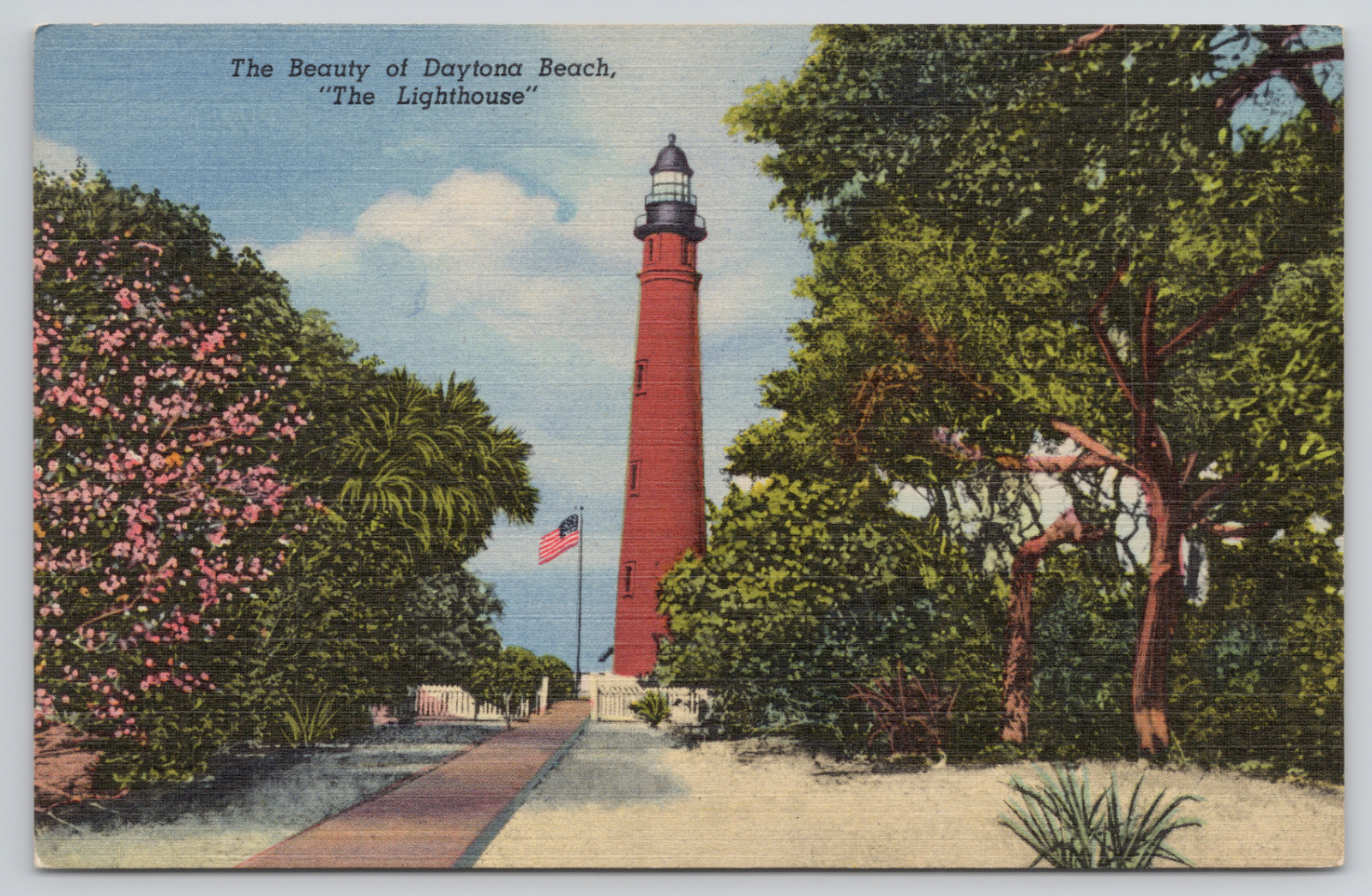 Daytona Beach Florida Lighthouse Linen Postcard