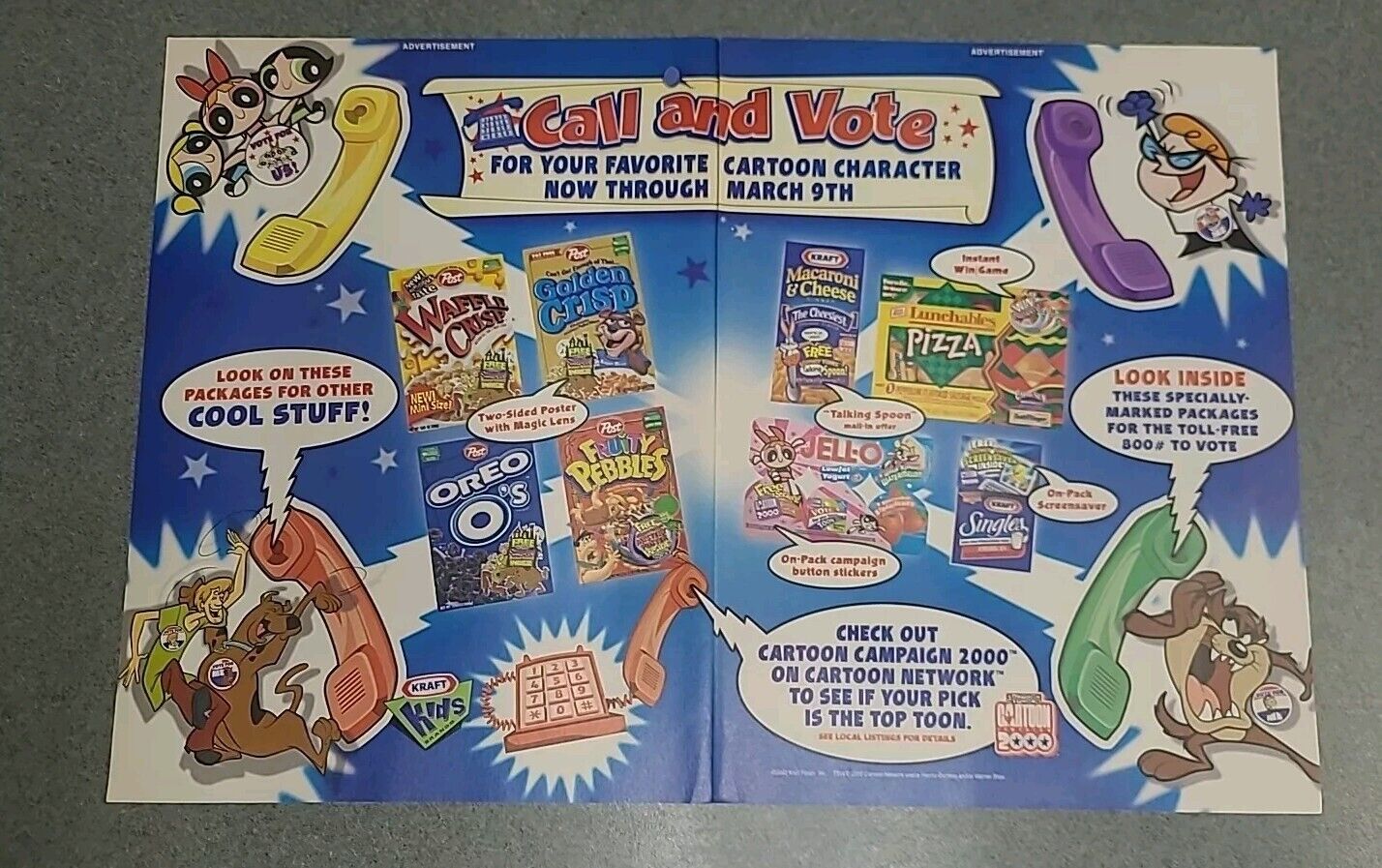 Cartoon Network Campaign 2000 Powerpuff Dexter Scooby-Doo Print Ad 2000 16x11 