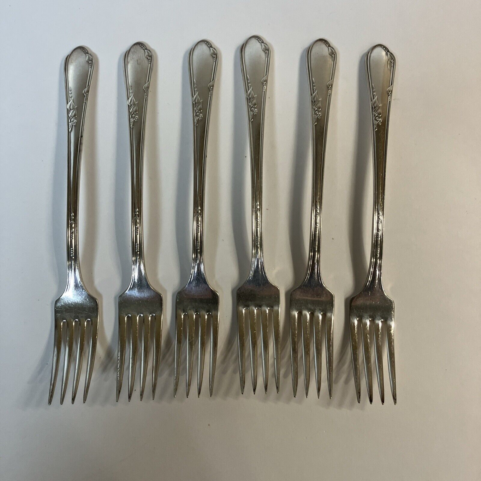 Wm A Rogers Oneida Meadowbrook Heather SilverPlate LOT Of 6 Dinner Grill Forks *