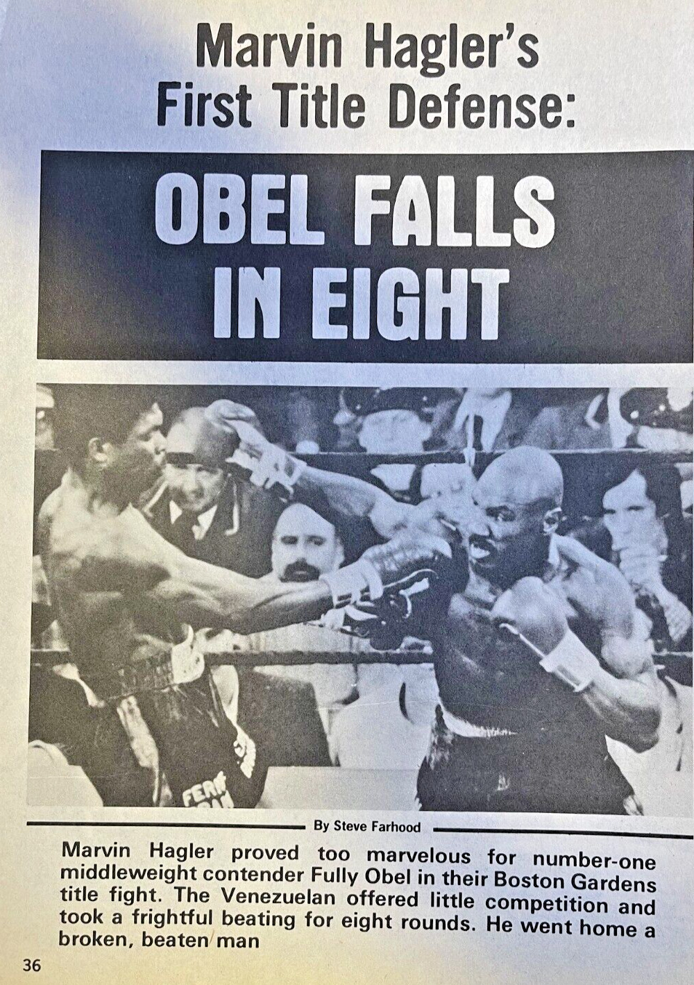 1981 Marvin Hagler vs Fulgencio Obelmeijas Boxing Match