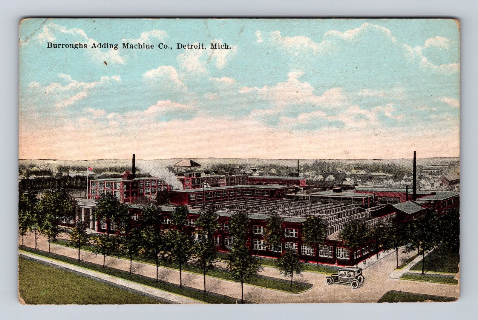 Detroit MI-Michigan, Burroughs Adding Machine Company, Vintage Souvenir Postcard