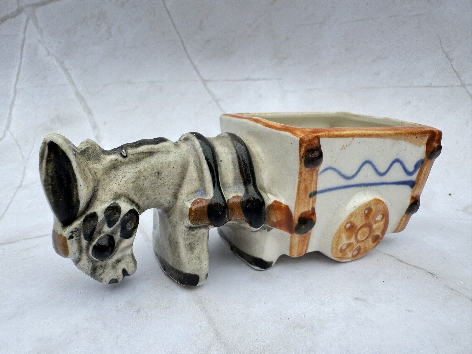 VTG Donkey Mule Pulling Cart Planter Figurine Occupied Japan Hand Painted