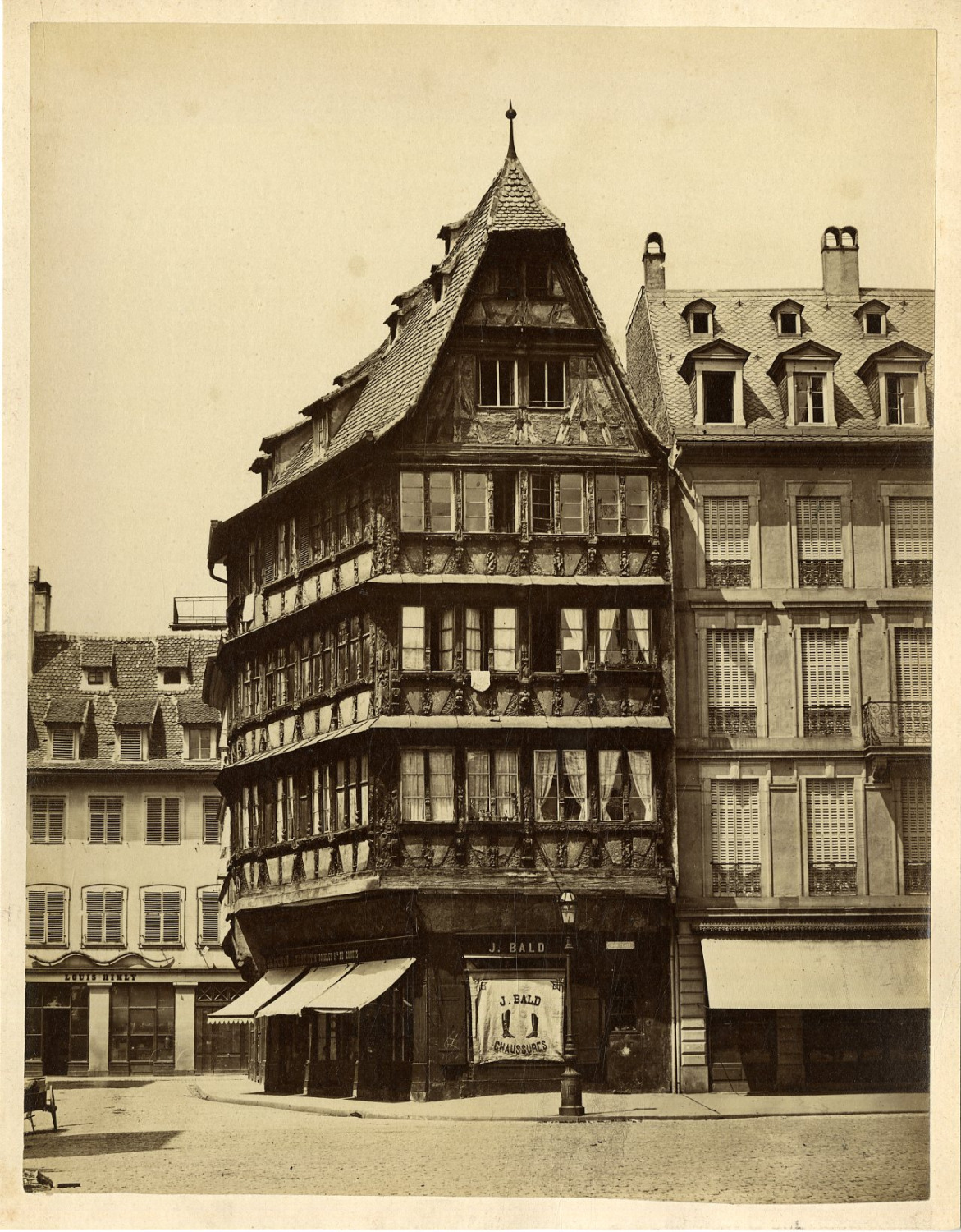 France, Strasbourg Vintage Albumen Print.  20x25 Albumin Print Circa 1
