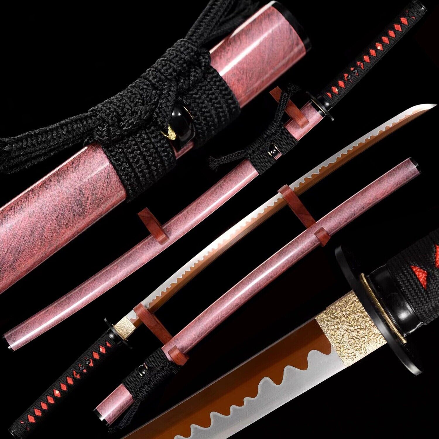 Pink Katana Real Sharp Manganese Steel Battle Japanese Samurai Sword Handmade