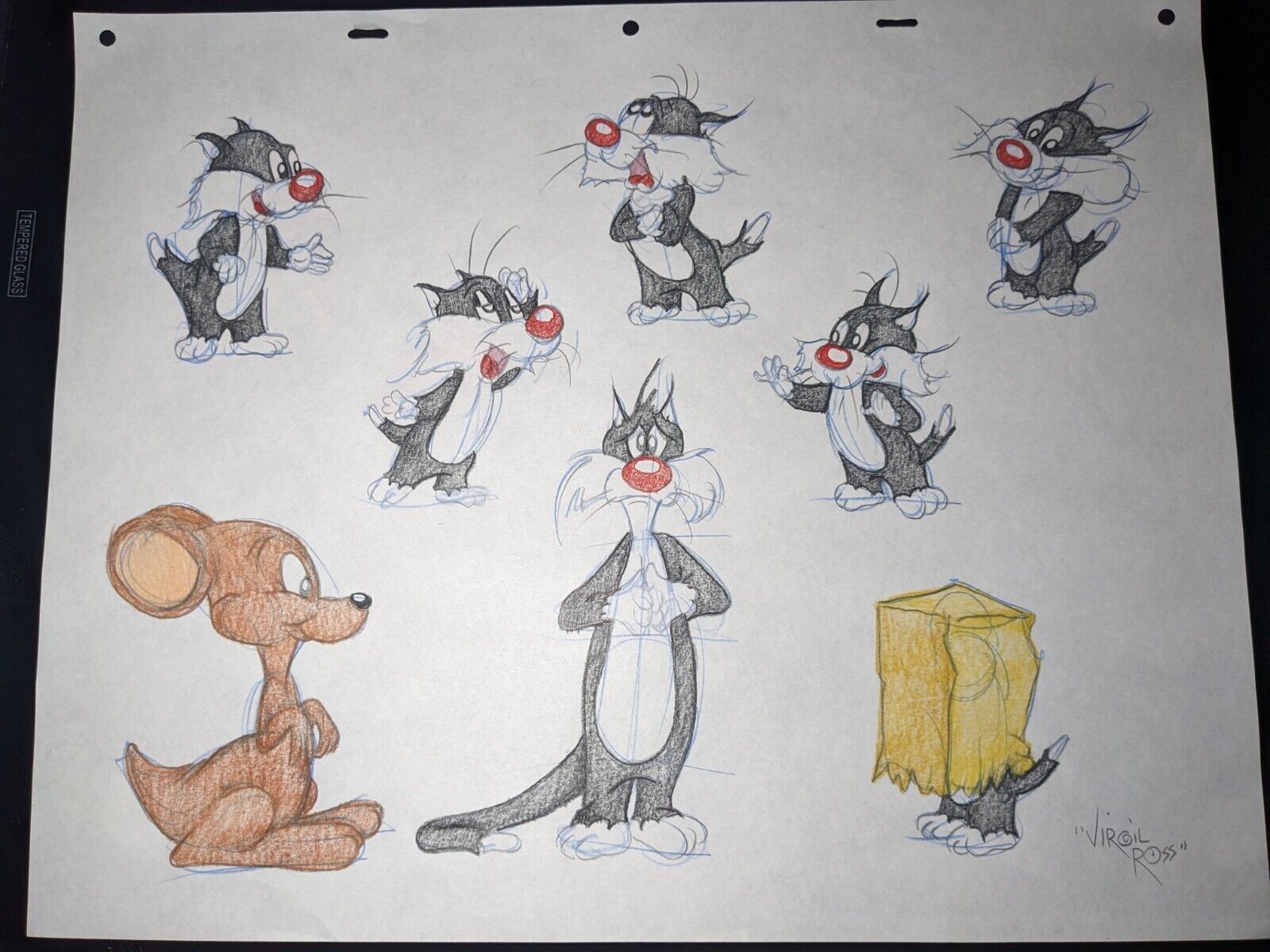 LOONEY TUNES Animation Cel art SYLVESTER CAT VIRGIL ROSS MODEL SHEET Cartoons X3