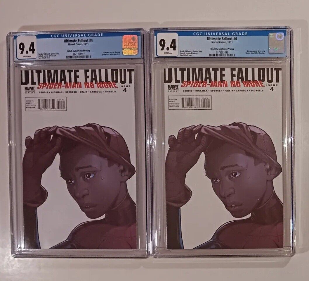 Lot of 2 ULTIMATE FALLOUT 4 both CGC 9.4 Pichelli Covr Newton Ring MILES MORALES