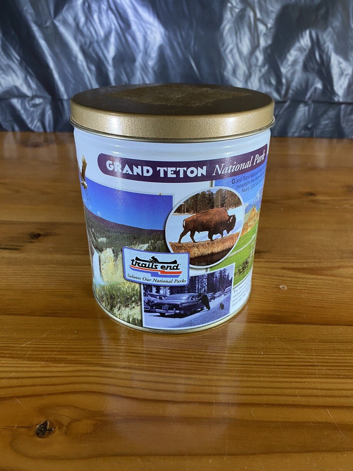 Vintage National Parks Tin Can Yellowstone, Grand Teton Trail\'s End, 1996 1997