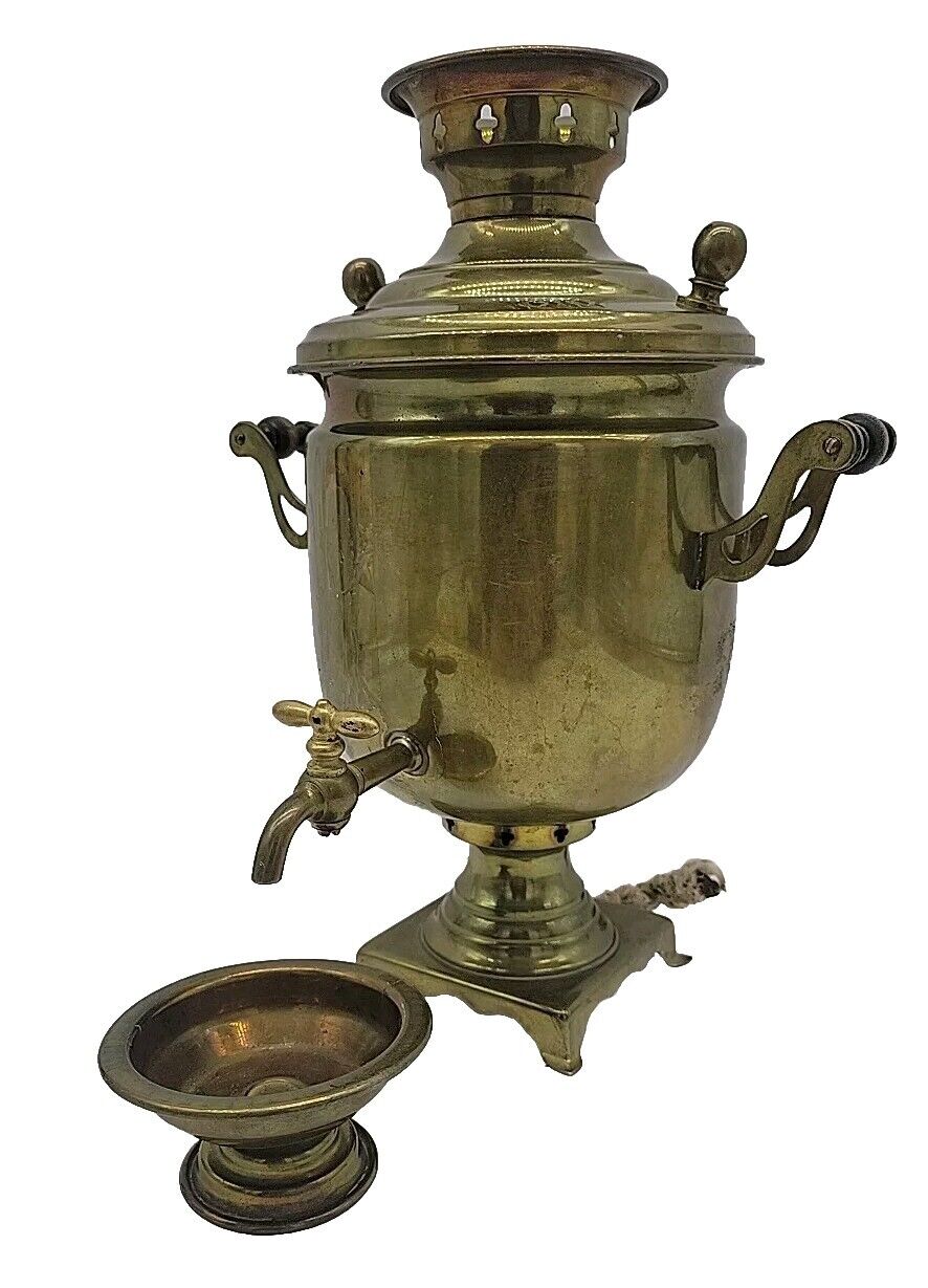 Very Rare Antique Alexander Imperial Small Russian Brass Samovar 11\
