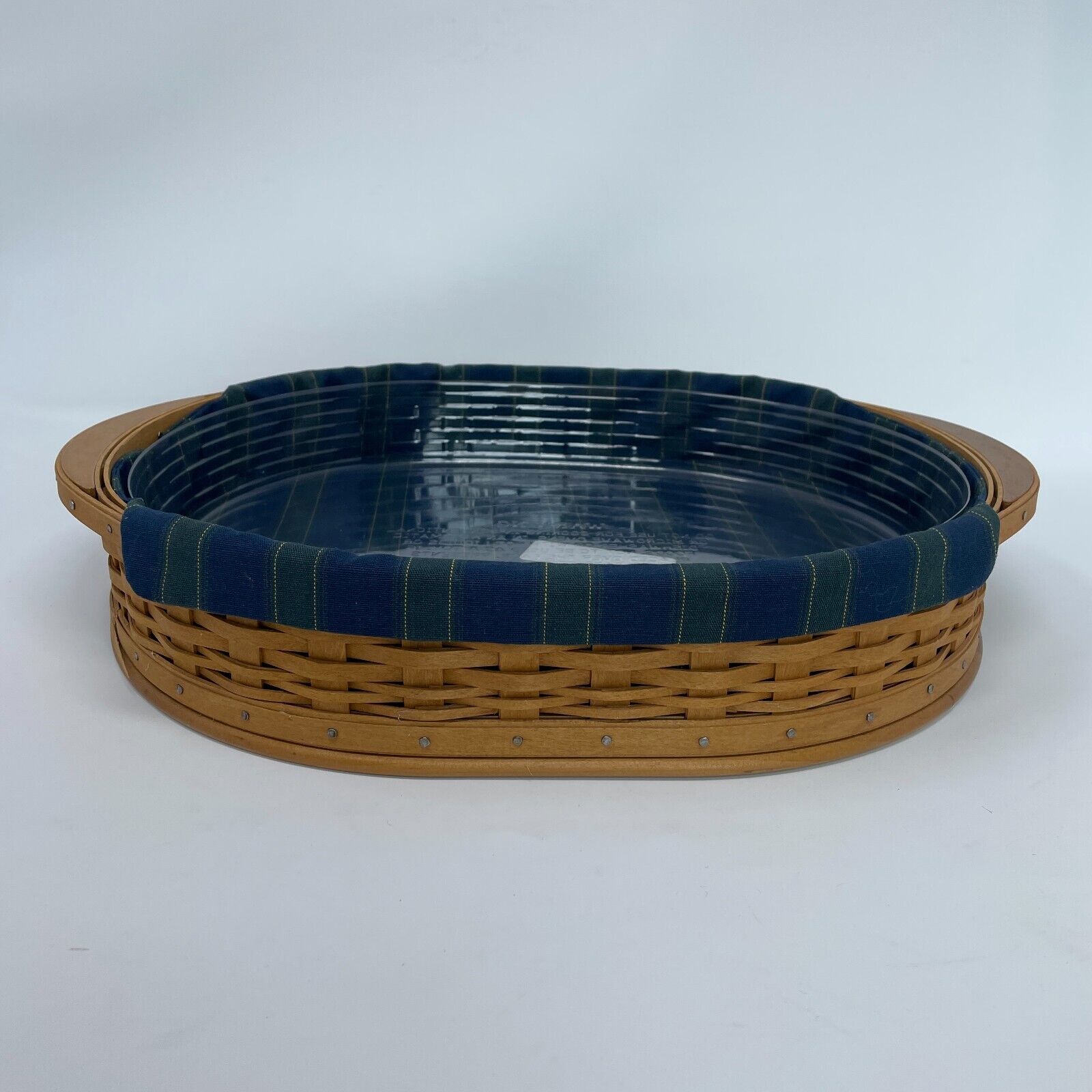 Longaberger 2004 Collectors Club Oval Tea Tray Basket Fabic Liner Protector Navy
