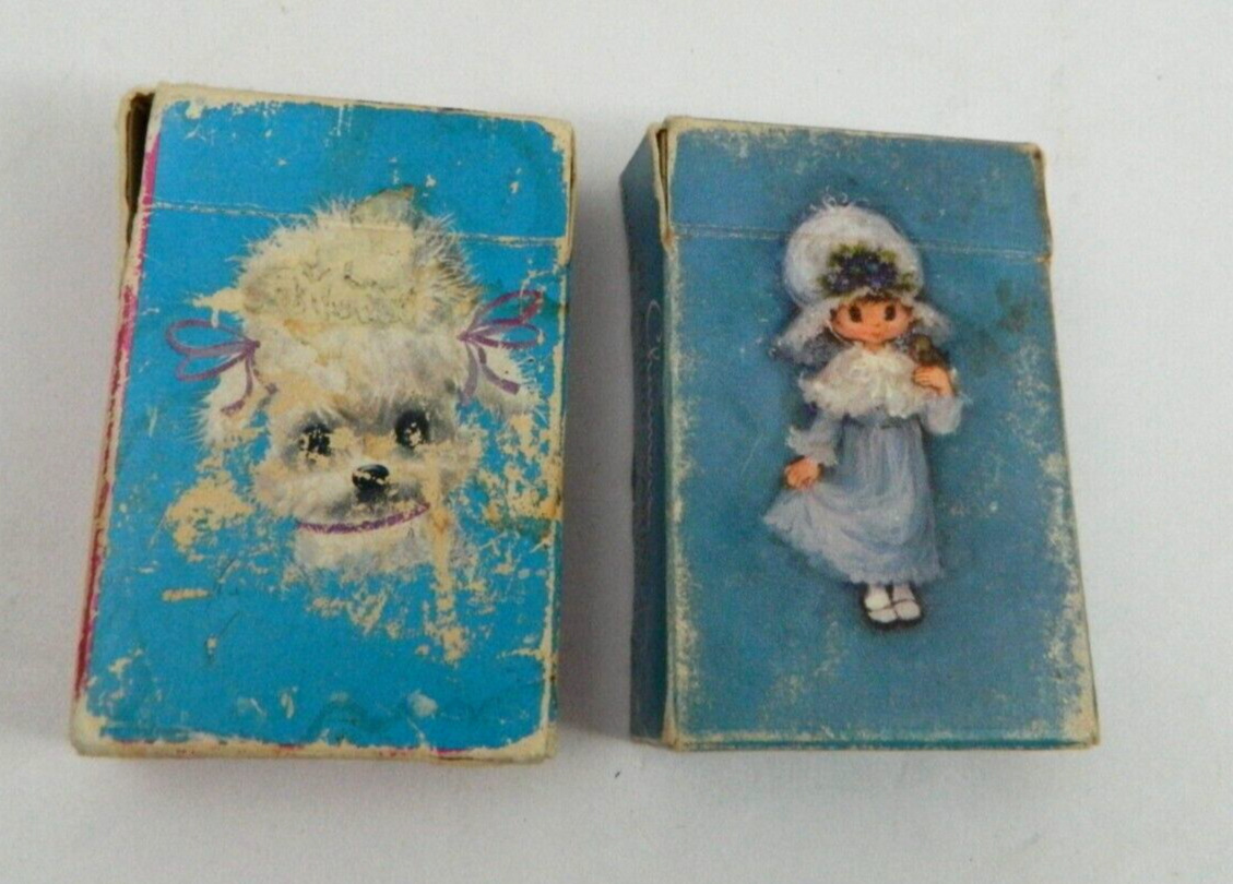 Vintage Junior Size Playing Cards 2 Decks Tom Thumb Poodle and Hallmark Charmers