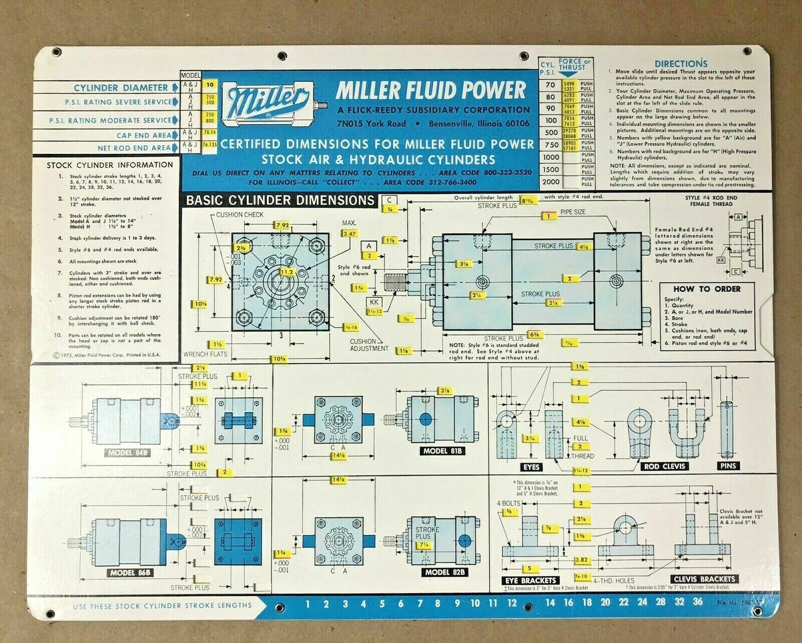 Vintage Miller Fluid Power Paper Dimensions Sliding Calculator Advertisement USA