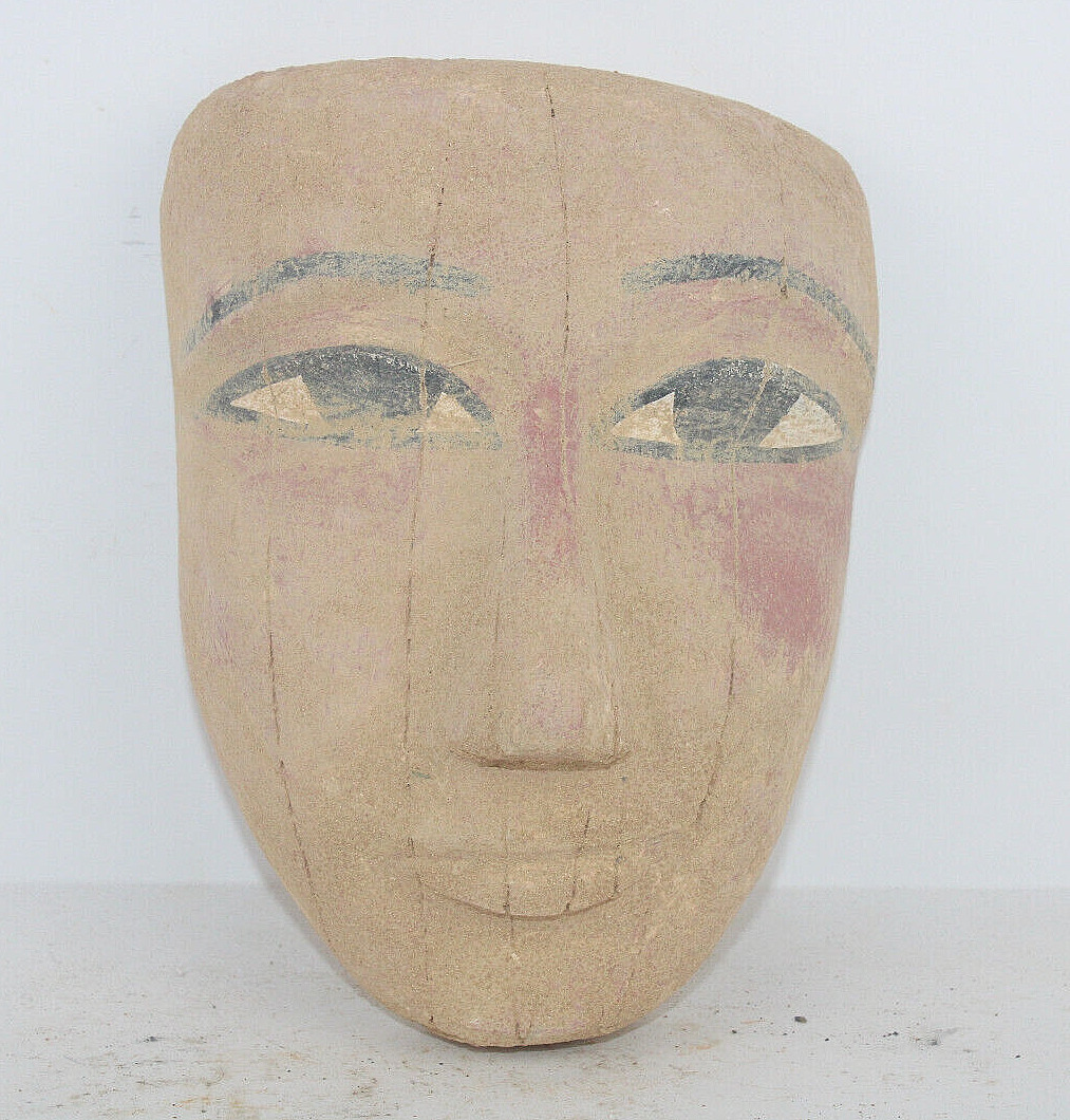 AMAZING MUMMY Mask Carved Wood Egyptian Pharaonic ANCIENT EGYPTIAN ANTIQUE Mask