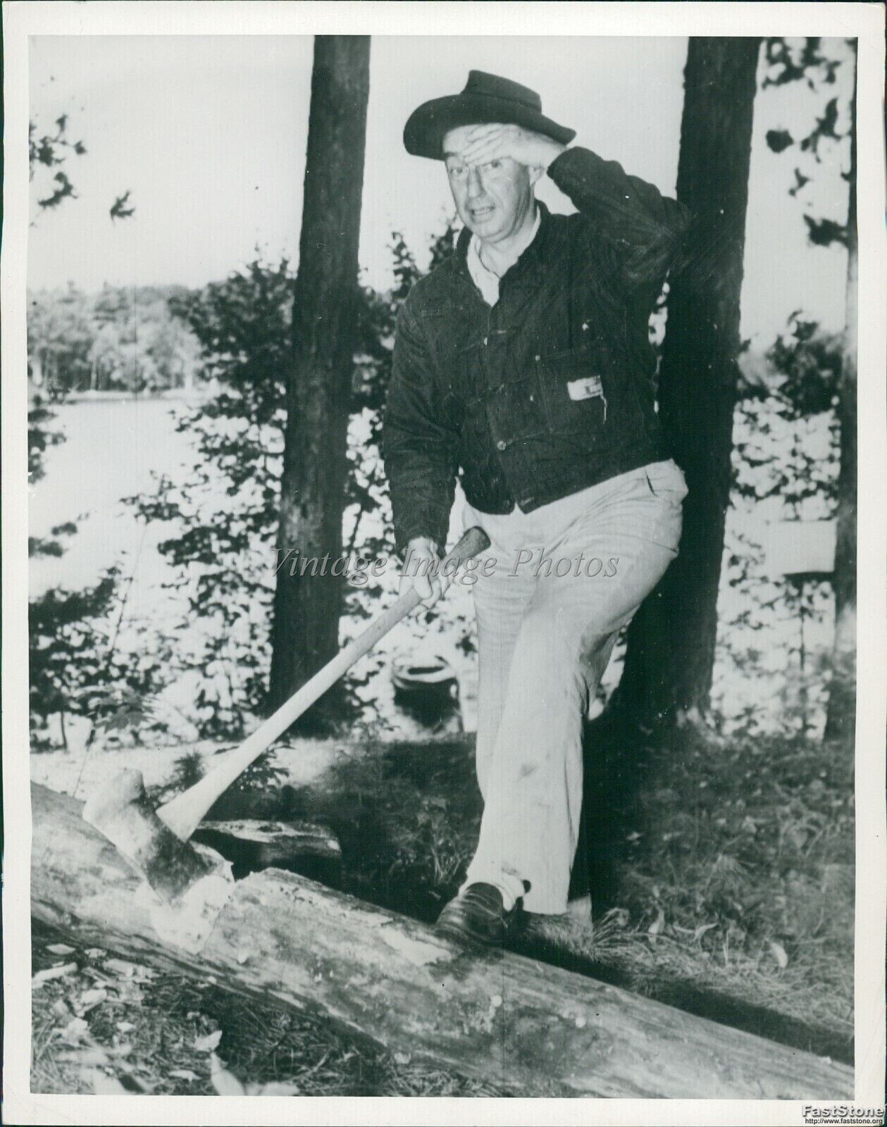 1952 Gov Adlai Stevenson Splits Rails On Minocqua Wi Vacation Politics 7X9 Photo
