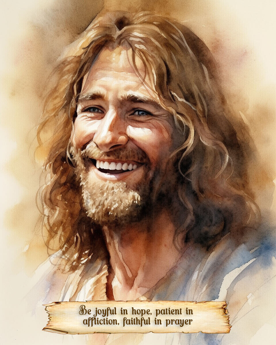 JESUS CHRIST PHOTO 8.5X11 SMILING LAUGHING FATHER GOD SON HEAVEN ANGEL REPRINT