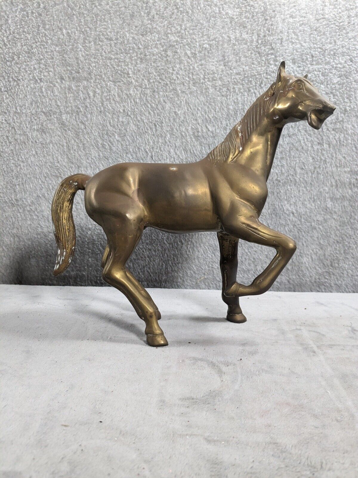 Beautiful Vintage Solid Brass Horse Figure - Figurine 9” Tall