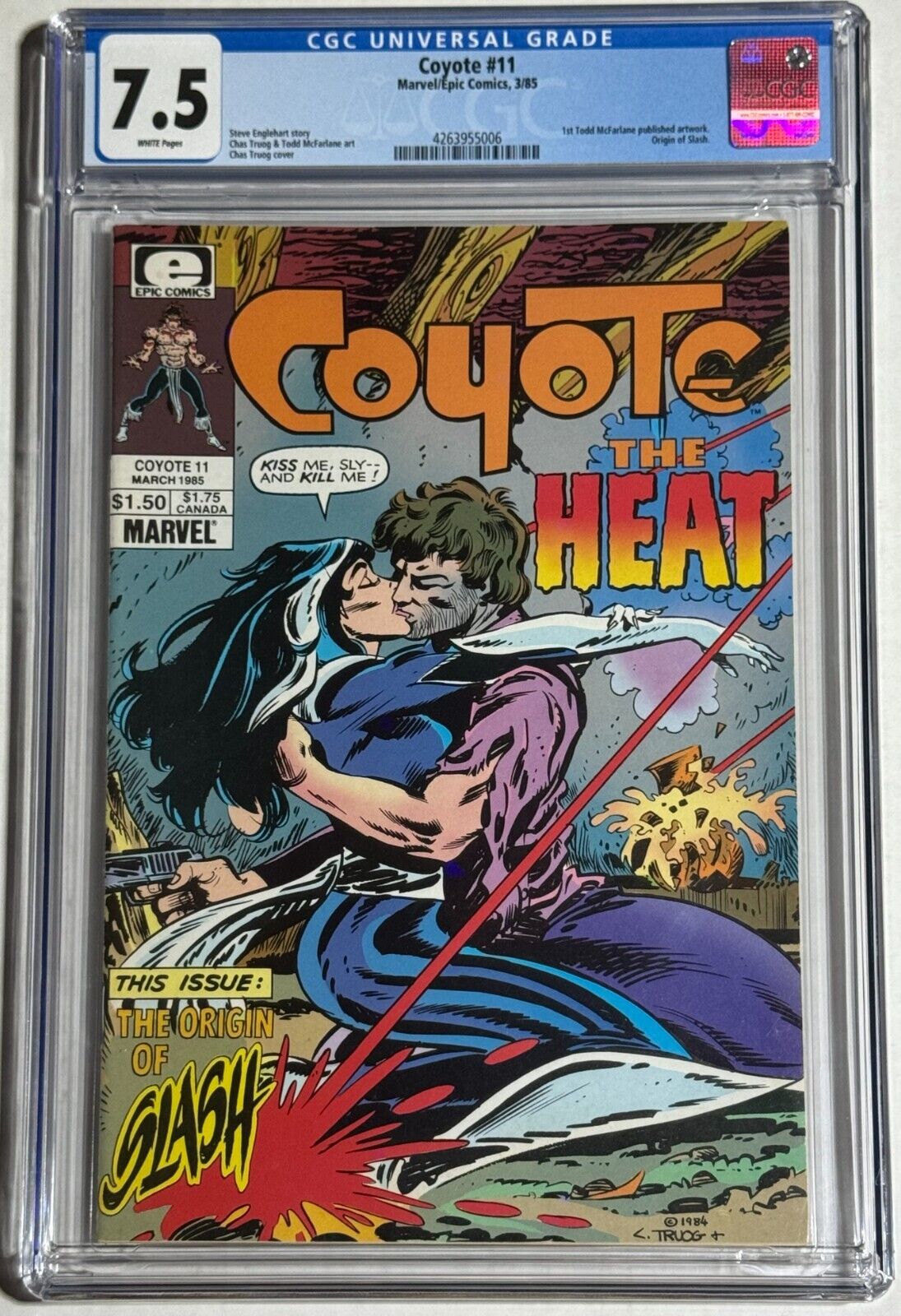 Coyote 11 CGC 7.5 White Pages 1st Comic Artwork by Todd Mcfarlane 1985