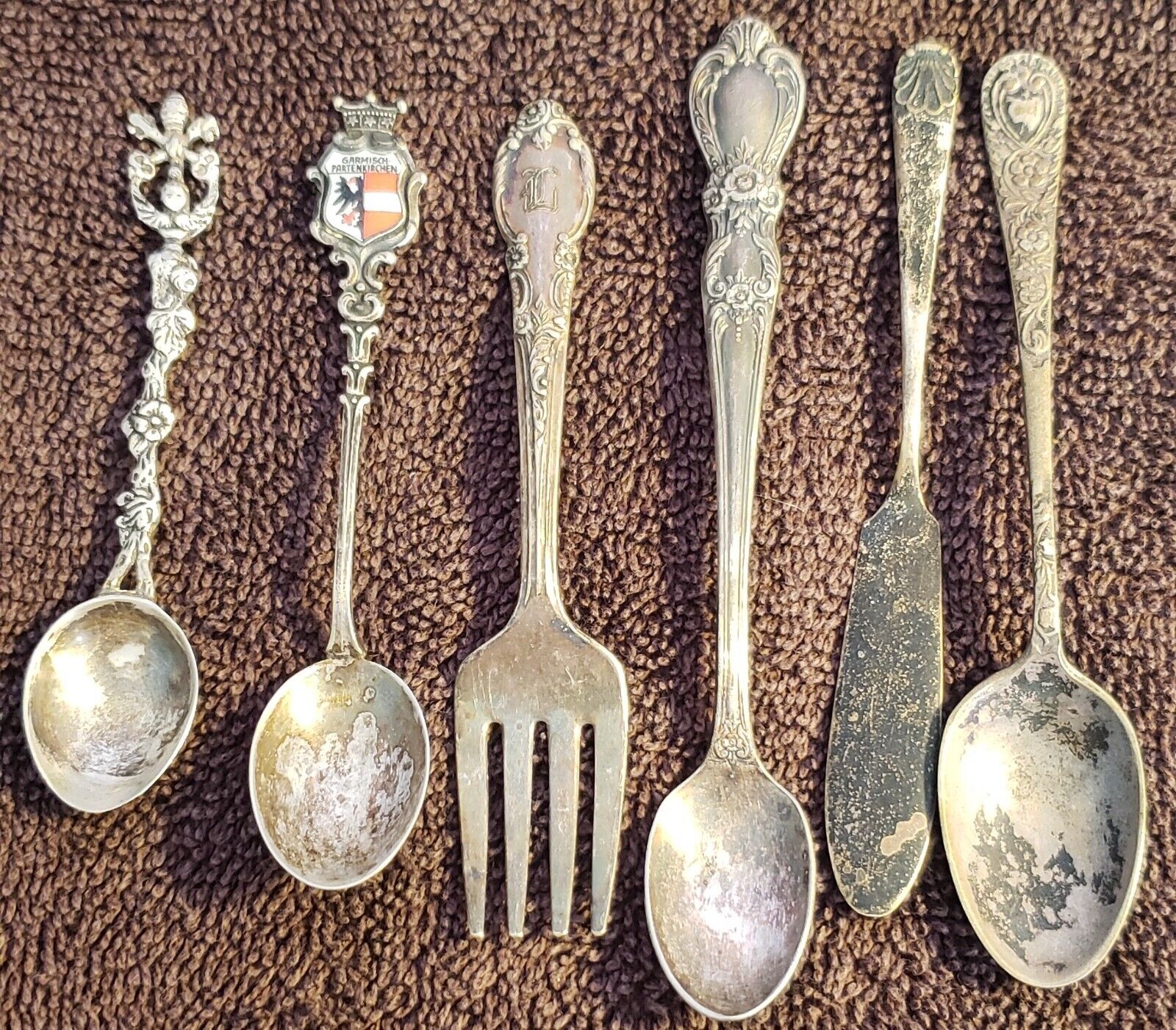 Vintage Lot of 6 Various Spoons, Fork, Butter knife  Beautiful Collection (1)