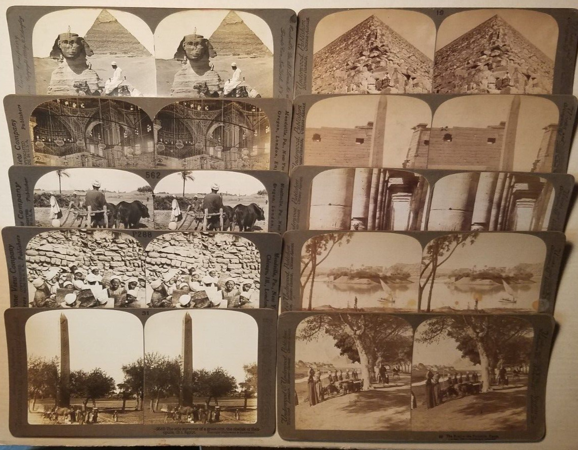 EGYPT ~ KEYSTONE & UNDERWOOD ~ LOT of 10 Antique Stereoview Cards ~ Excellent