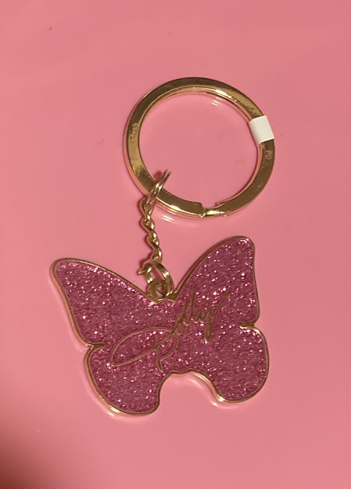 Dollywood Dolly Parton Experience Pink Glitter Butterfly Keychain