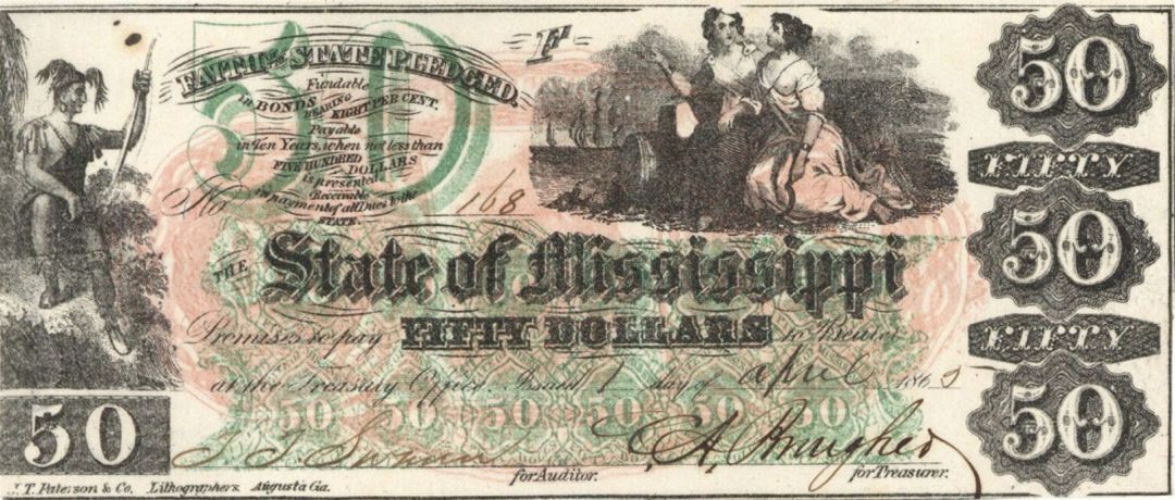 State of Mississippi $50 - Obsolete Notes - Paper Money - US - Obsolete