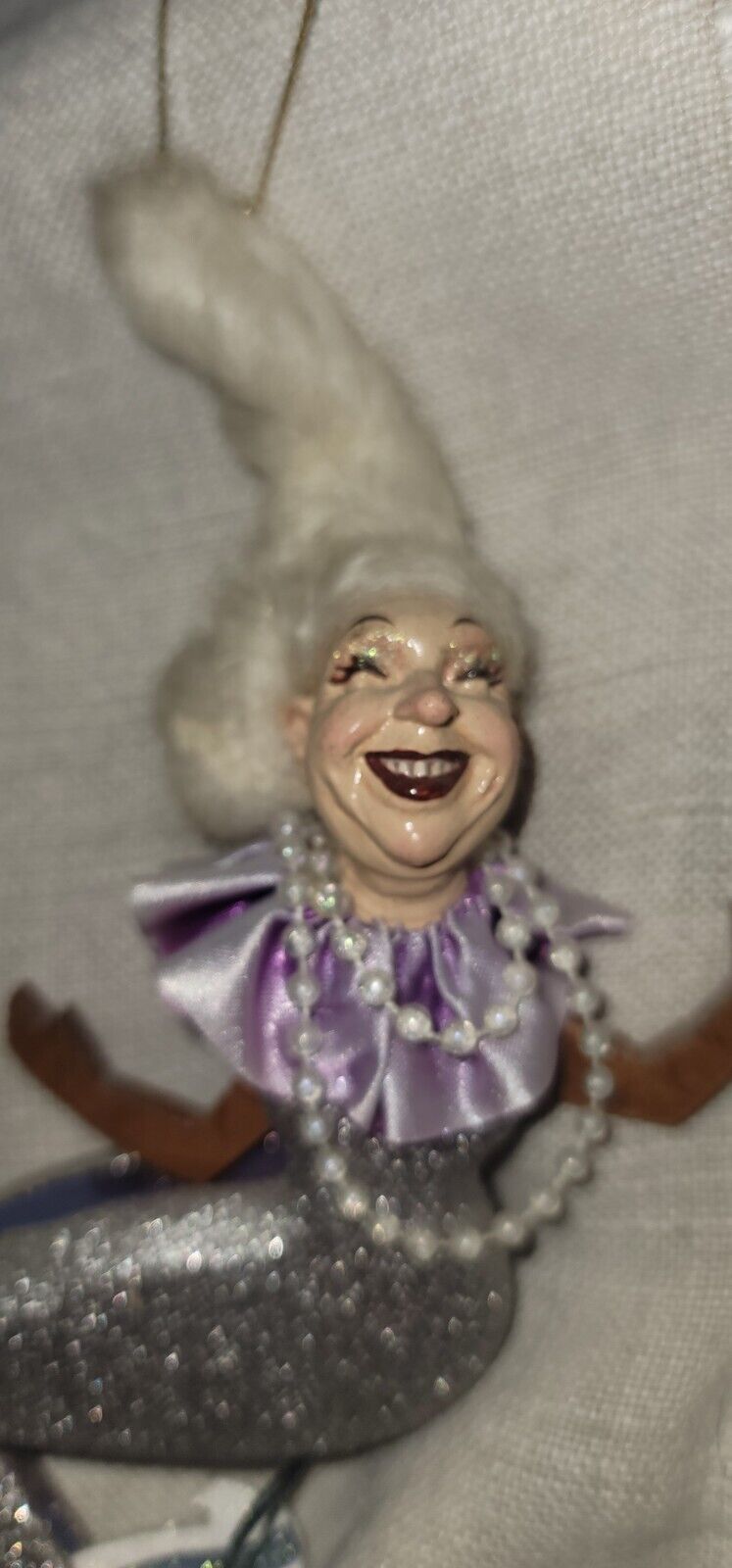 Vintage Katherine's Collection Purple Mermaid Handcrafted Wooden Figurine