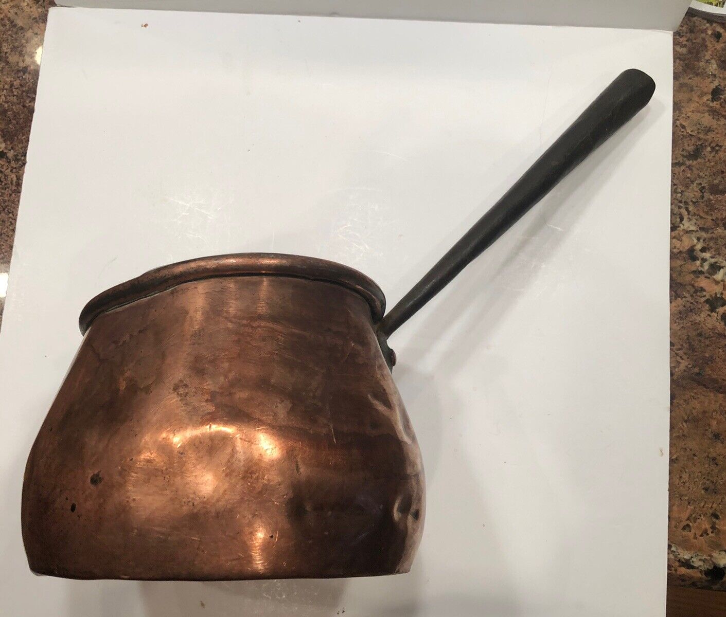 Rare Revolutionary War Era Copper Cook Pot W/ Iron Handle 