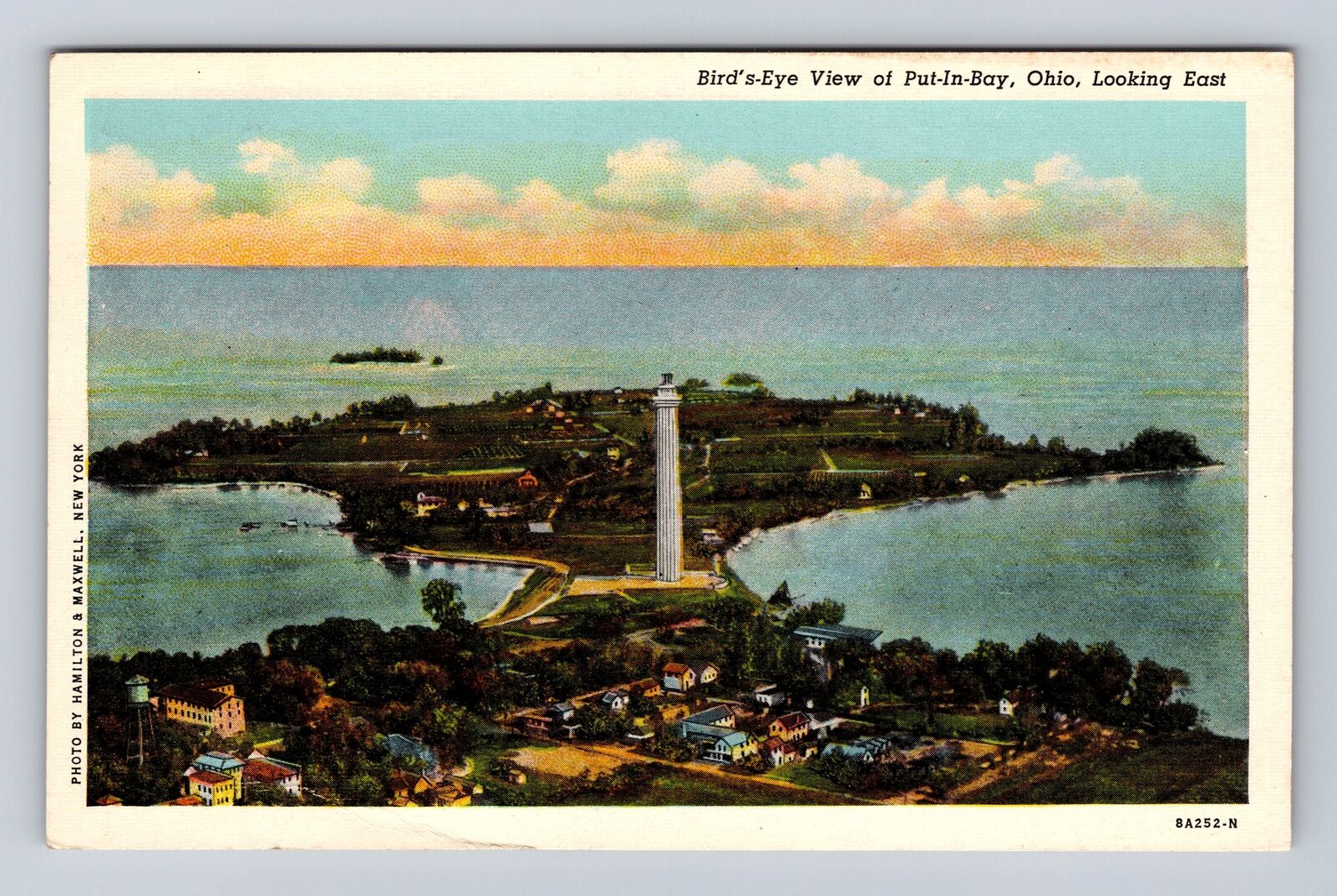 Put-In-Bay OH- Ohio, Aerial Of Town Area, Antique, Vintage c1951 Postcard