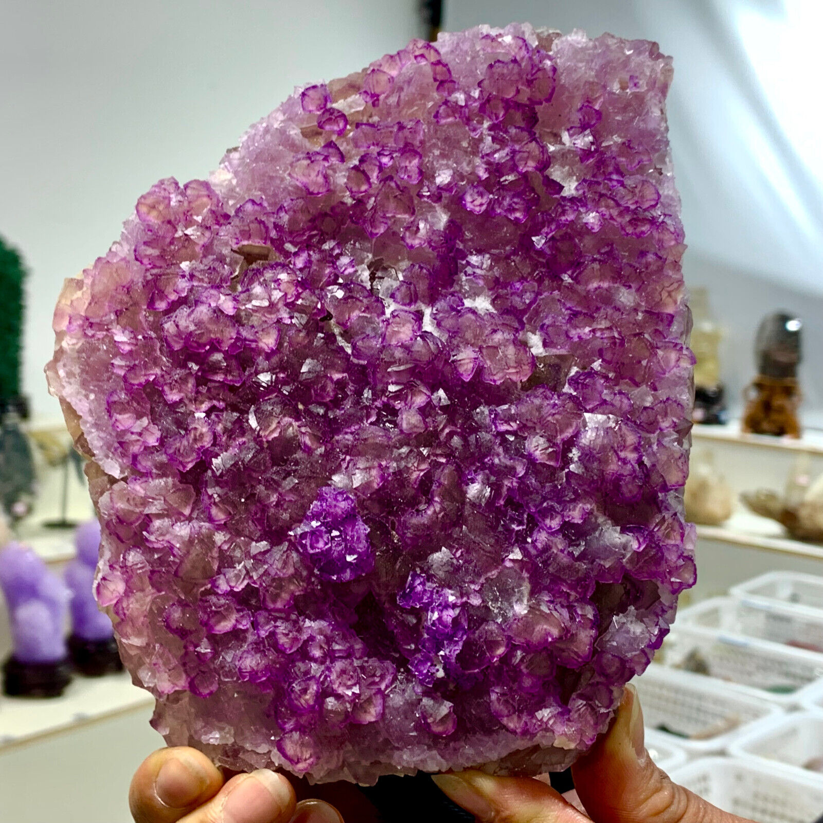 2.32LB Rare Natural Purple pink cubic fluorite mineral crystal sample/China