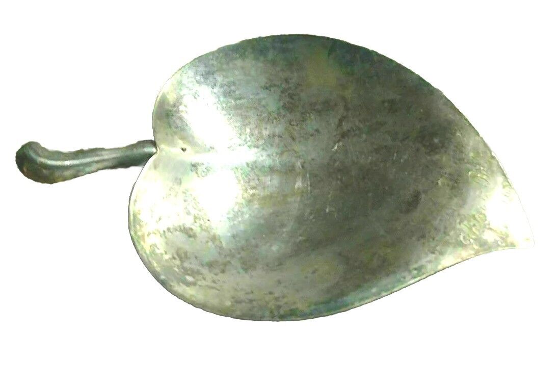 Vintage Silver Plate Leaf Dish Candy Fruit Olive Nut Plate Footed Antique