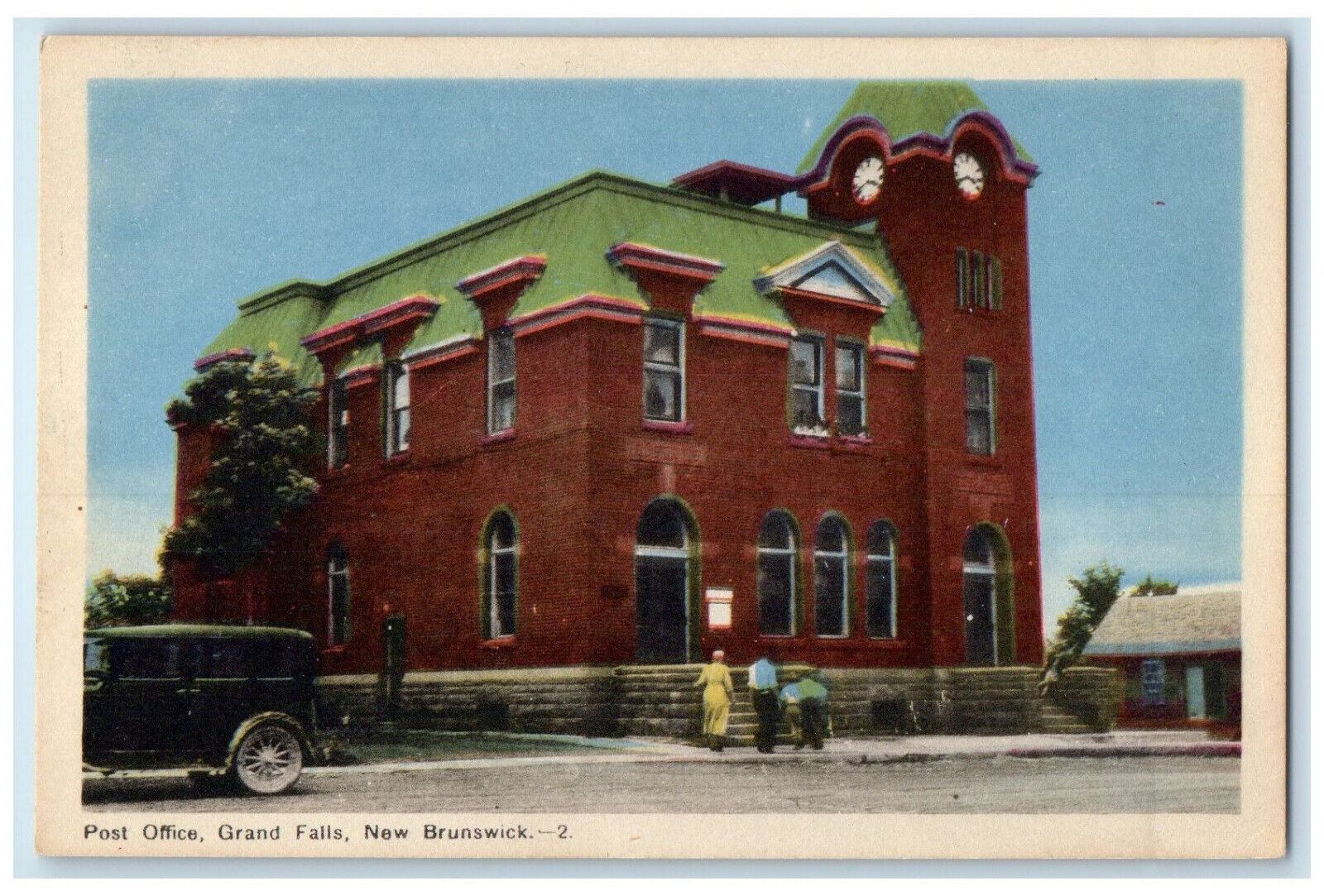c1940's Post Office Grand Falls New Brunswick Canada Vintage Unposted Postcard
