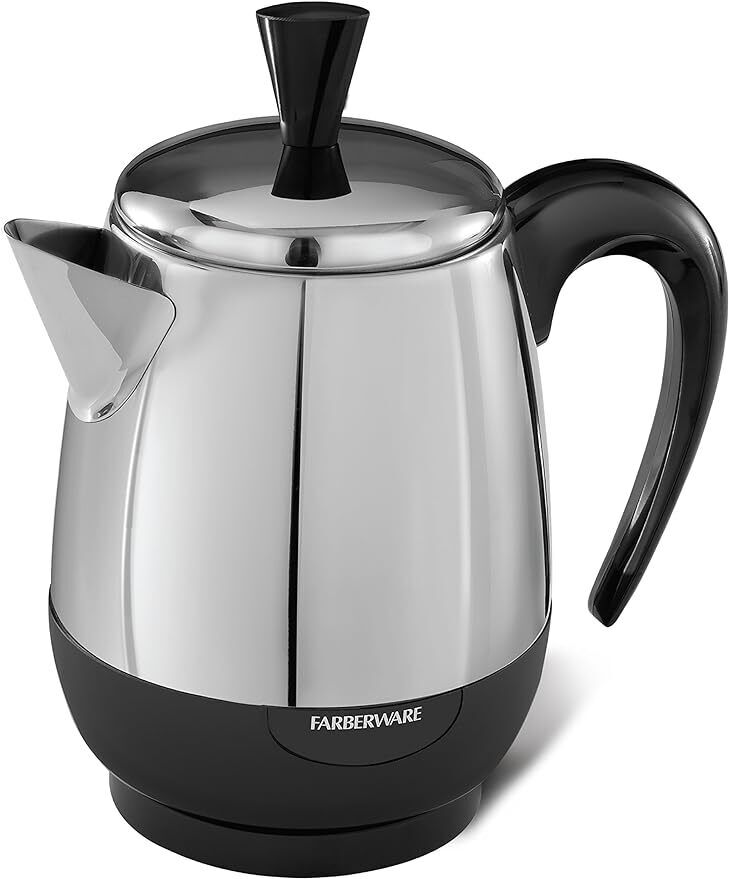 2-4-Cup Electric Percolator coffee maker, Stainless Steel, Automatic Warm