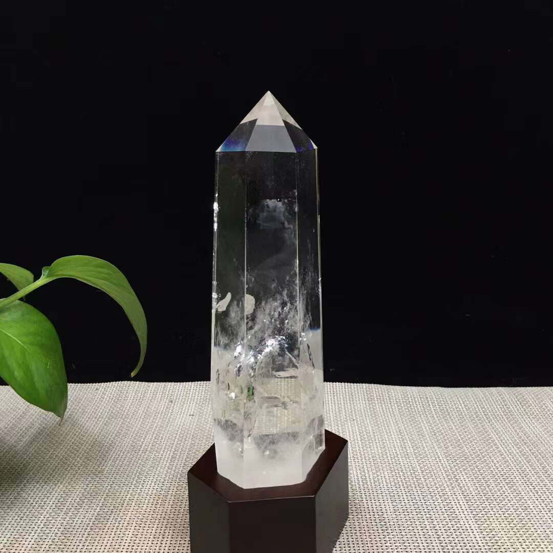 1.56lb Top Natural Clear Quartz Obelisk Crystal Energy Point Wand Reiki Decor+S