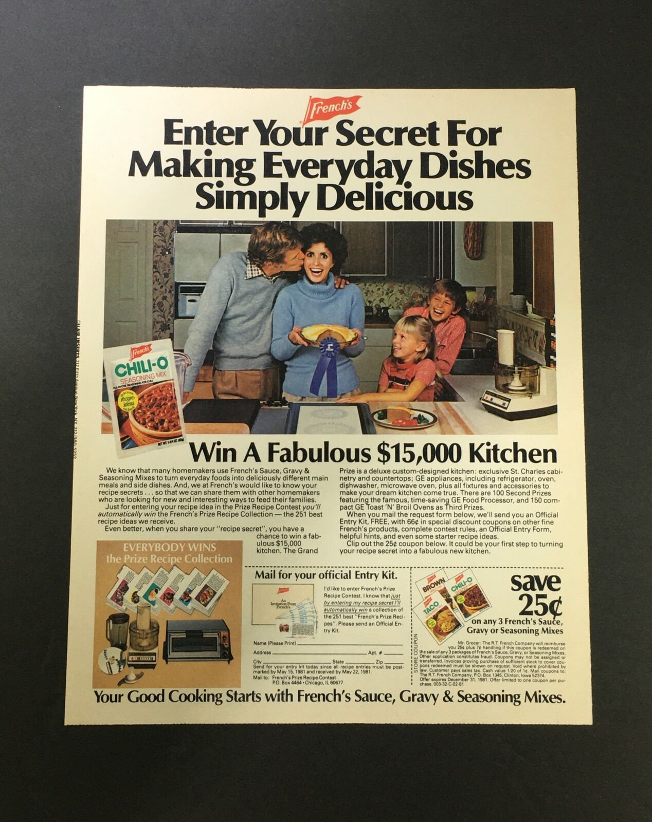 VTG 1981 French's Chili-O Seasoning Mix Prize Recipe Collection Print Ad Coupon