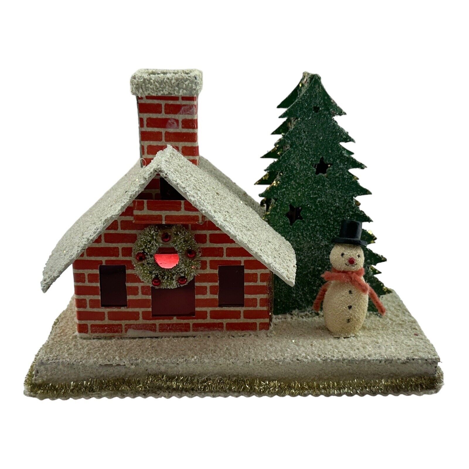 Bethany Lowe Christmas Brick Retro Putz Style House Tree Chimney No Lightcord