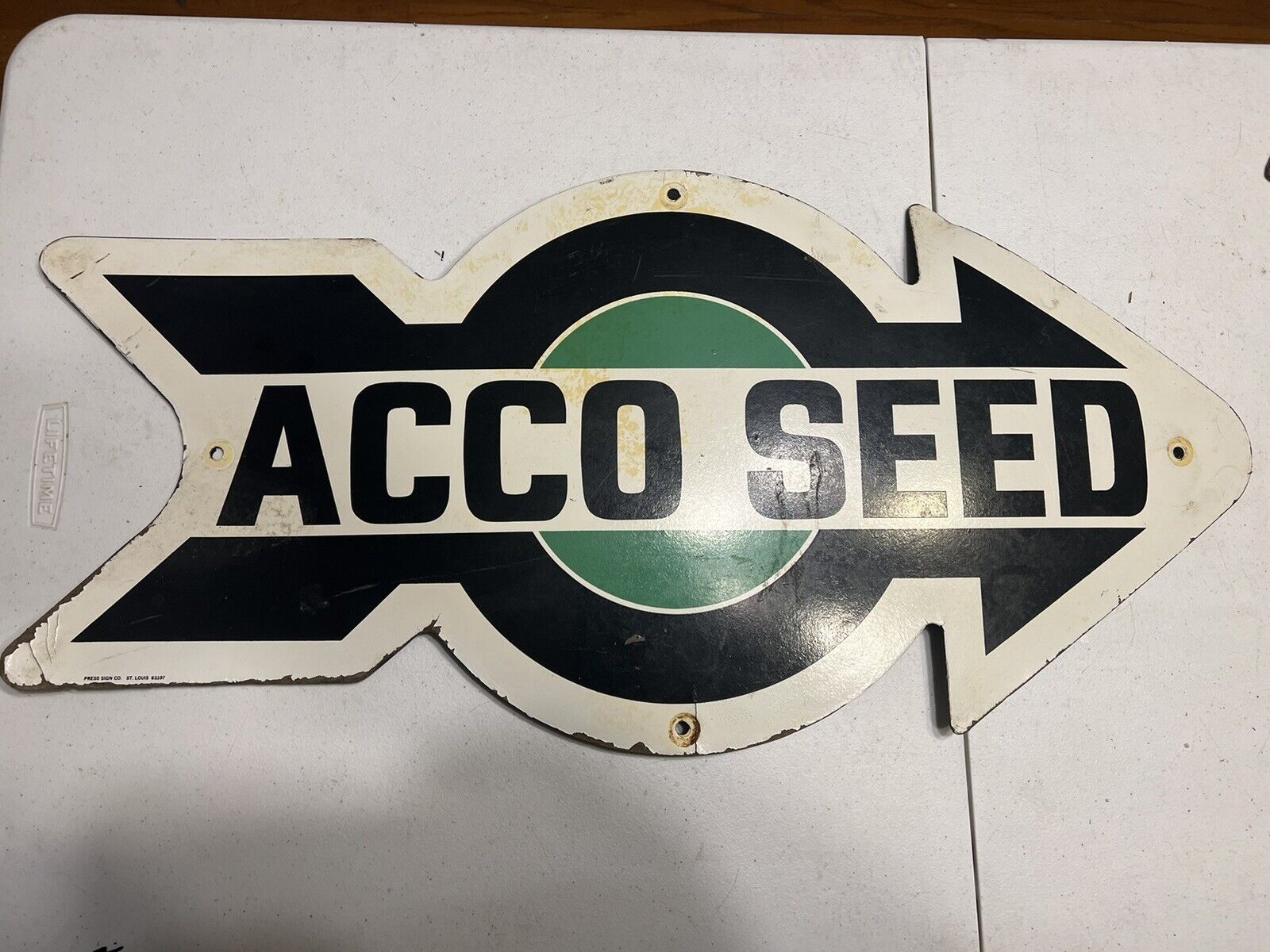 Vintage ACCO Seed Arrow Sign, Agriculture Farm Advertising, Original 30\
