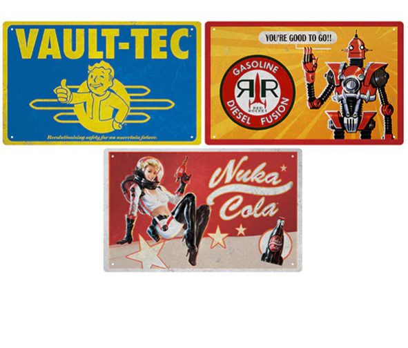 Fallout 4 76 New Vegas Nuka Cola Girl Vault Tec Red Rocket 3 Pack Sign Figure